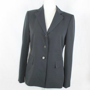 CALVIN KLEIN Blazer Woman Size 2 Charcoal Gray Notched Collar Designer 3 Buttons